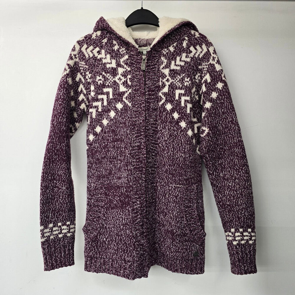 Kismet Purple Knit Zip Up Hooded Jacket Size XS